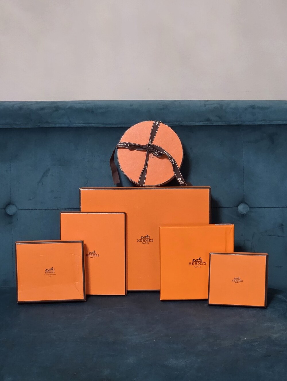 Authentic Hermes Orange Signature Gift Box Collection - 6 Piece Set